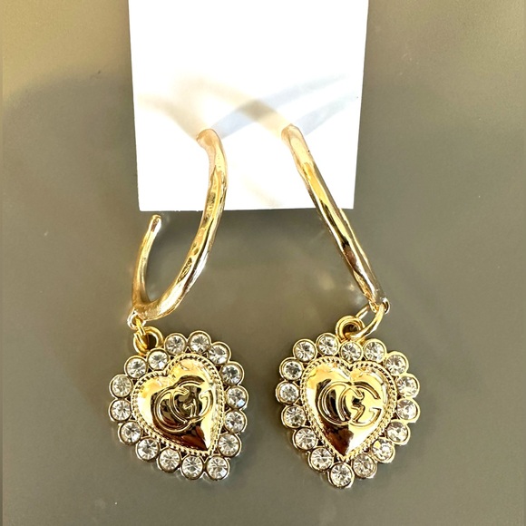 Gucci Jewelry - Authentic Gucci Charms on Gold Tone Earrings with Crystals - Stamped